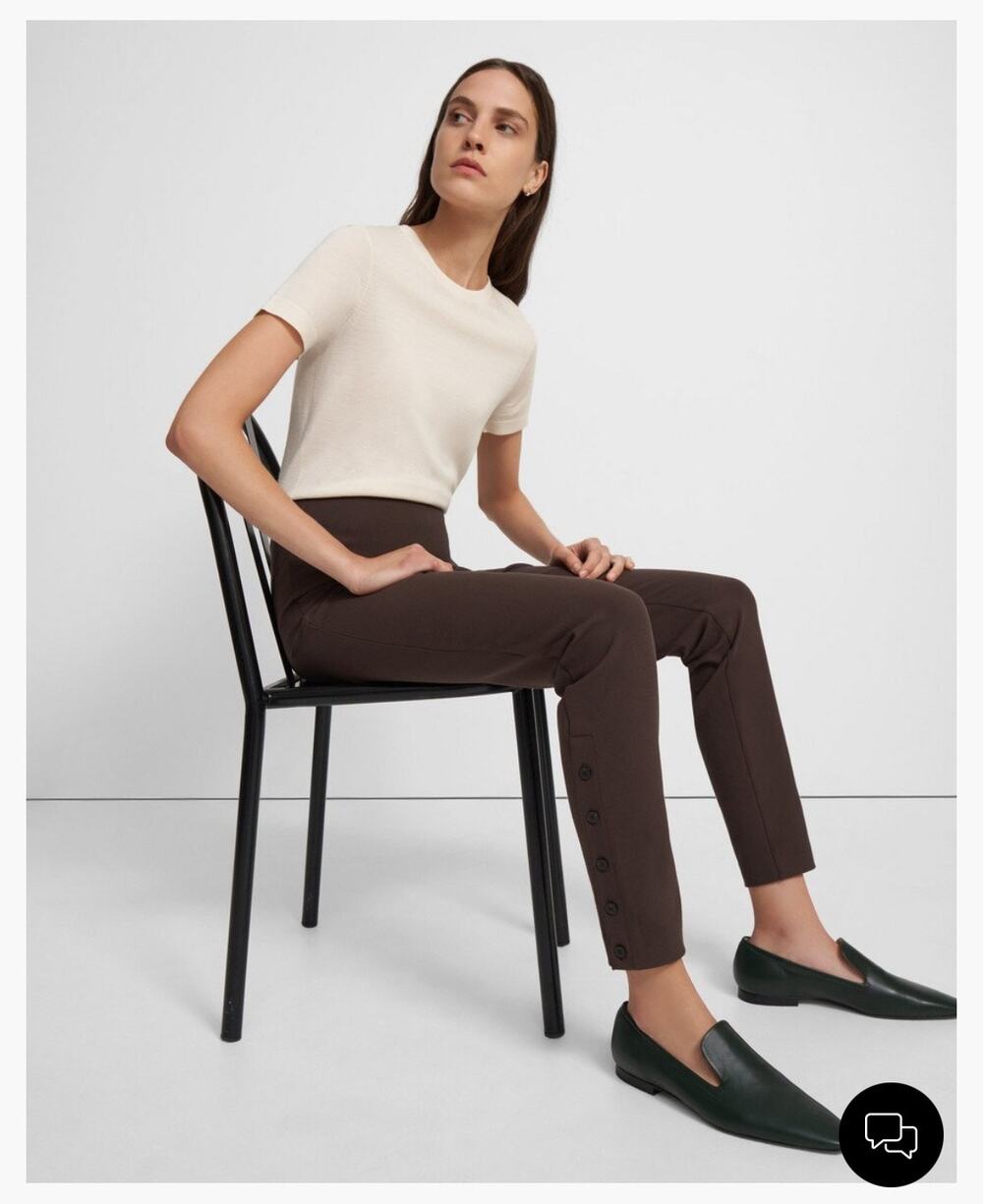 Theory Button Legging Mocha Brown Size Medium